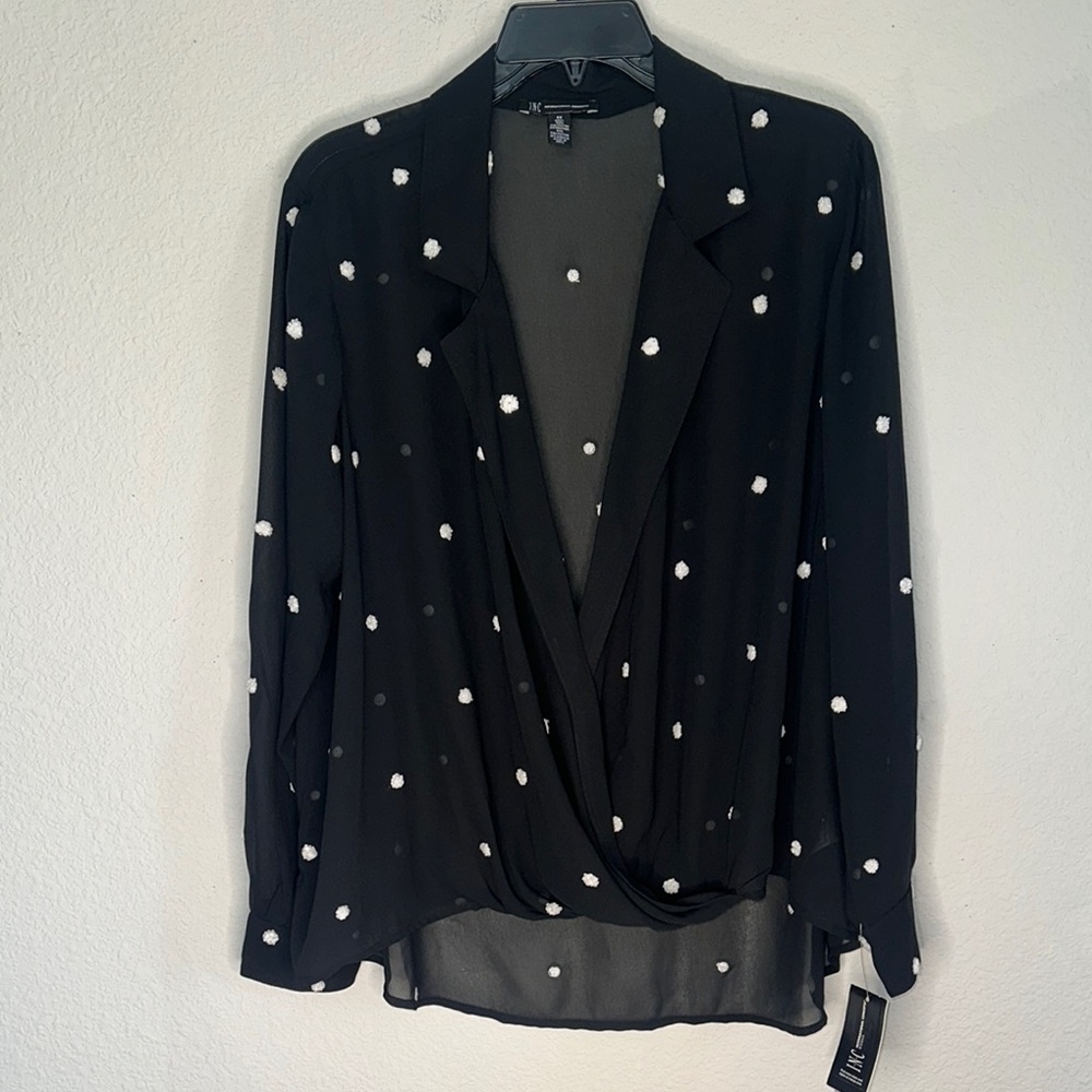 Black Sheer Polka Dot Blouse